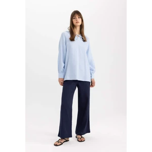Wide Leg Geniş Bol Paça Esnek Belli Basic Düz Muslin Pantolon Z3340AZ24SP