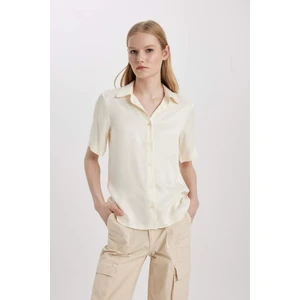 Regular Fit Saten Kısa Kollu Gömlek C3218AX24SM