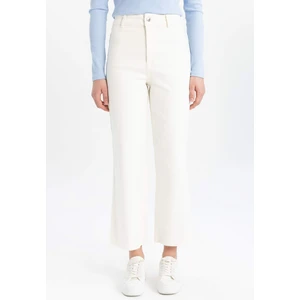 Culotte Yüksek Bel Paça Ucu Kesik Bilek Boy Beyaz Jean Pantolon B5012AX24SM