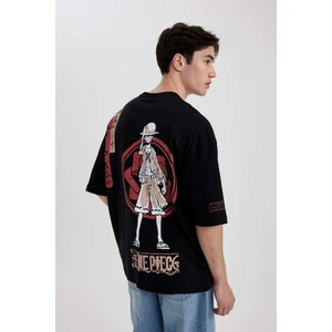 One Piece Loose Fit Bisiklet Yaka Sırt Baskılı Kısa Kollu Tişört B5528AX24SP