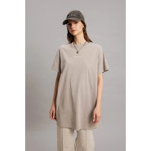 Regular Fit Bisiklet Yaka Baskılı Kısa Kollu Tişört Tunik C0409AX24SP