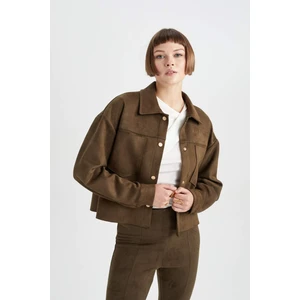 Crop Çıtçıtlı Cepli Süet Gömlek Ceket B2983AX23WN