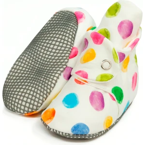 Ella Bonna Organik Pamuk Bebek Pandufu, Kaydırmaz Taban, Yenidoğan Patiği, Ev Kreş Ayakkabısı, Renkli Noktalar