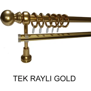 Klasik Ahşap Rustik Perde Askısı Tek Raylı 28 Mm Metal Borulu