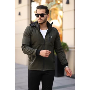Mero Life Outdoor Kapüşonlu Su ve Rüzgar Geçirmez Kapitone Içi Kürklü Elyaf Dolgulu Şişme Haki Softshell Mont