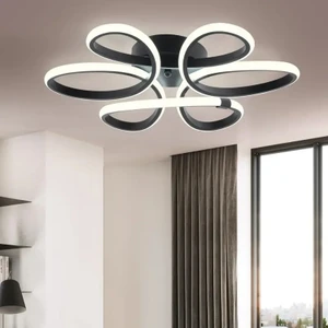 Linup Modern Siyah Plafonyer Tavana Sıfır Beyaz Işık Salon Mutfak Yatak Odası LED Avize