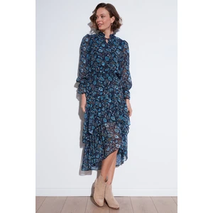 Regular Fit Boyundan Bağlamalı Volanlı Şifon Midi Elbise Kadın Elbise 611EL1450