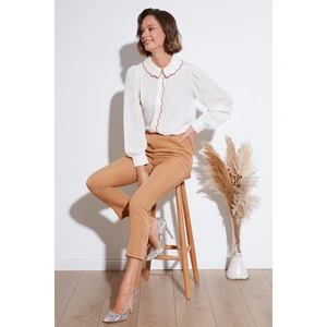 Yaka Detaylı Regular Fit Şifon Gömlek Bayan Gömlek 61114410