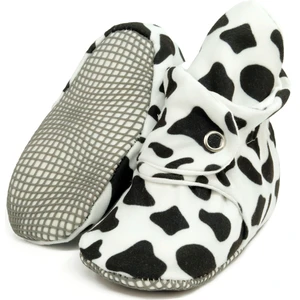 Ella Bonna Organik Pamuk Bebek Pandufu, Kaydırmaz Taban, Yenidoğan Patiği, Ev Kreş Ayakkabısı, İnek Deseni