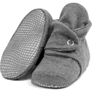 Ella Bonna Organik Pamuk Bebek Pandufu, Kaydırmaz Taban, Yenidoğan Patiği, Ev Kreş Ayakkabısı, Koyu Gri