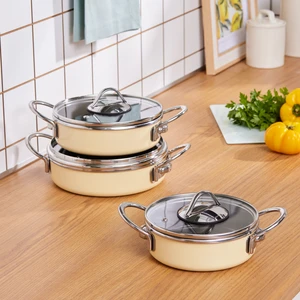 Ateş Emaye 6 Parça Omlet Sahan Set Krem