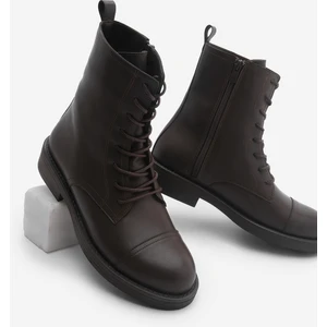 Kadın Bağcıklı Yandan Fermuarlı Günlük Postal Bot Sirus Kahve