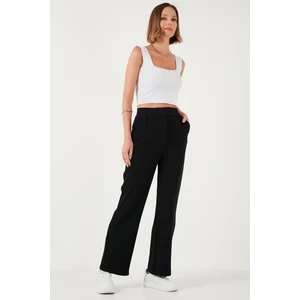 Regular Fit Yüksek Bel Bol Paça Pantolon Bayan Pantolon 5861279