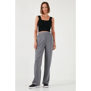 Regular Fit Yüksek Bel Bol Paça Pantolon Bayan Pantolon 5861279