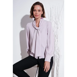 Regular Fit Bağlama Detaylı V Yaka Gömlek Bayan Gömlek 611GO0202