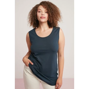 Natali Kadın Vücudu Tamamen Saran Kalın Askılı Kolsuz Uzun Büyük Beden Lacivert Büyük Beden Body