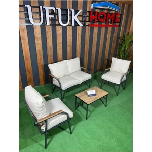 Ufuk Home Linda 2 1 1 Sehpalı Krem Bahçe Takımı, Koltuk Takımı, Balkon Takımı, Bahçe Mobilyası Seti