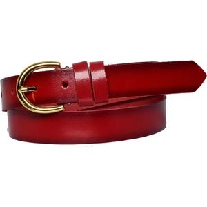 Deri Gold Tokalı Kırmızı Ince Kadın Kemeri 3cm=3cm-Kdn-02
