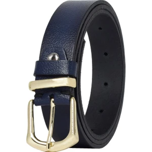 Deri Gold Tokalı Metal Köprülü Lacivert Kadın Kemeri 3 Cm=2li-3cm-Kd-42-Gold.tk