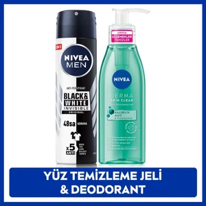 Derma Skin Clear Sivilce Karşıtı Yüz Temizleme Jeli 150ML, Erkek Sprey Deodorant Black&white 150ML