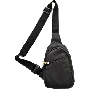Outlet Çarşım Basic Üç Bölmeli Erkek Düz Siyah Çapraz Omuz Çantası Bodybag 18 * 28 cm