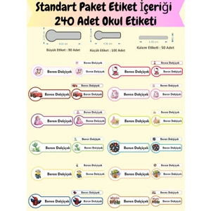 Deep Craft Deepcraft Standar Paket 240 Adet Okul Etiketi Premium Kişiye Özel Etiket