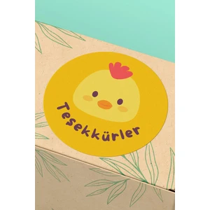 Xox Shops Teşekkürler Yazılı Sarı Renkli Civciv Kargo Paketleme Ambalaj Etiketi - 90 Adet - ST2191