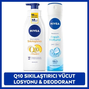 Kadın Sprey Deodorant Fresh Natural 150ML, Q10 Sıkılaştırıcı ve Nemlendirici Vücut Losyonu 400ML