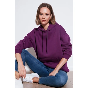 Regular Fit Pamuklu Kapüşonlu Yaka Şardonlu Kışlık Sweat Kadın Sweat 5863854