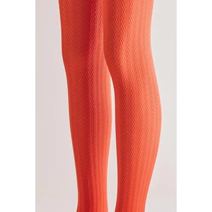 Katia & Bony Kız Çocuk 20 Denye Örgü Desenli Külotlu Çorap Kırmızı