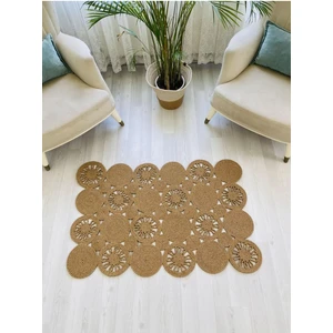 Jüt Hasır Görünümlü Desenli Modern El Örgüsü Dikdörtgen Halı Kilim