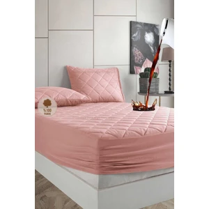 Pamukkale Alez Set Pembe % 100 Pamuk Kapitone Sıvı Geçirmez Alez ve Yastık Koruyucu Set