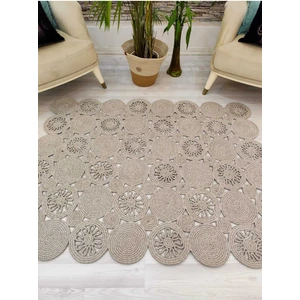 Jüt Hasır Görünümlü Desenli Modern El Örgüsü Dikdörtgen Halı Kilim