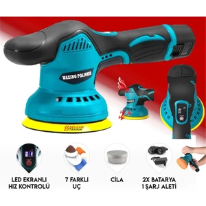 Orbital Devir Ayarlı Polisaj Makinesi Eksantrik Dönüşlü Kömürsüz Cila Hediyeli