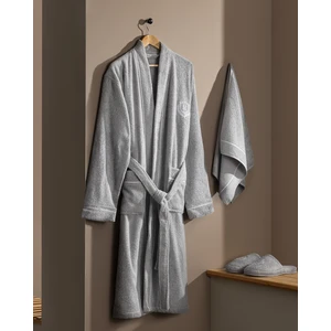 Madame Coco Aron Erkek %100 Pamuk Bornoz Seti - Gri - Lüks Koleksiyon