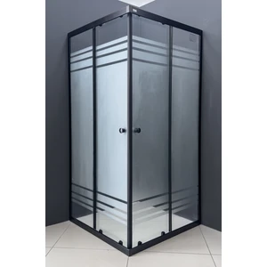 Duşakabin Kare Siyah Desenli Cam