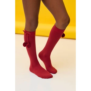 Katia & Bony Kız Çocuk Aksesuarlı Dizaltı Çorap Bordo