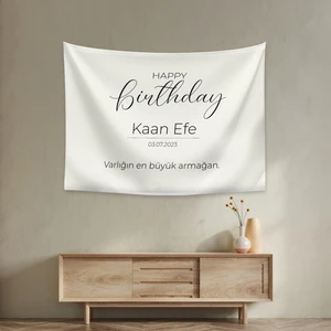 Kişiye Özel Doğum Günü Happy Birthday Duvar Örtüsü Duvar Halısı Birinci Kalite Kumaş