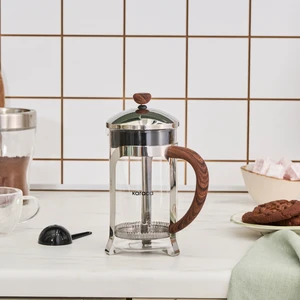 Coffee Bean Kaşık Hediyeli Borosilikat Cam French Press Wooden 600 ml