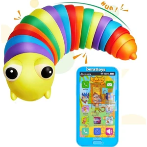 Berattoys Oyuncak Telefon & Söktak Tırtıl Cep Telefonu Kukuli Şarkılı Türkçe Işıklı Mizikli Oyuncak