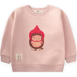 Kirpi Baskılı Sweatshirt 1-7 Yaş Pudra Pembe