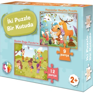 Iki Puzzle Bir Kutuda Hayvanlar Keşifte - Benim Doğa Puzzlem