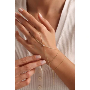 925 Ayar Gümüş Gold Kaplama Tektaş Model Şahmeran Bileklik