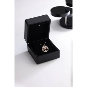 925 Ayar Gümüş Işıklı Kutuda Rose Kaplama Hayat Ağacı Kolye