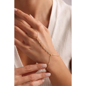 925 Ayar Gümüş Gold Kaplama Beyaz Damla Taşlı Zarif Şahmeran Bileklik – Kadın Takı ve Aksesuar