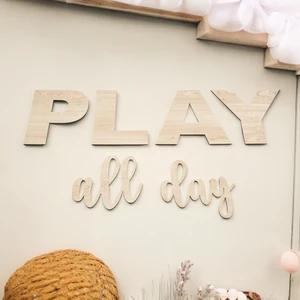 Play All Day Ahşap Yazı Küçük Boy