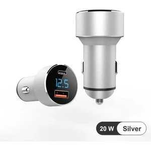 Mega Oto Market Silver Araç Içi USB 3.0 Type C Soketli 20 Watt Çakmaklık Güç Adaptörü Tüm Cihazlar 12V-24V