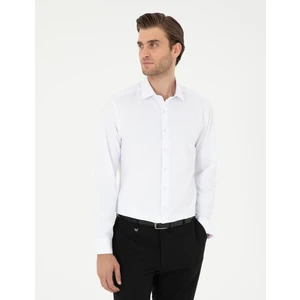 Pierre Cardin Erkek Beyaz Slim Fit Armürlü Uzun Kollu Gömlek 50298046-VR013