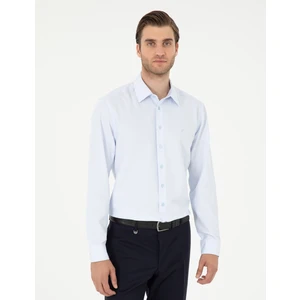 Pierre Cardin Erkek Açık Mavi Regular Fit Armürlü Uzun Kollu Gömlek 50294729-VR003
