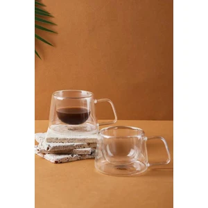 Mis Kitchen 2 Adet 200 ml Çift Cidarlı Sıcaklığı Koruma Özellikli Çift Cidarlı Bardak Kupa - Kahve Espresso Bardağı
